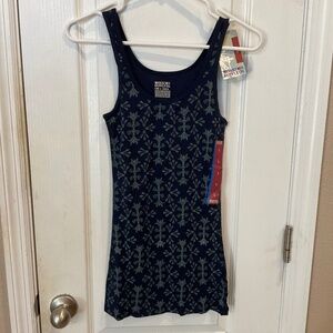Mossimo Printed Navy Blue Gray Ribbed Tank Top - Large - NWT